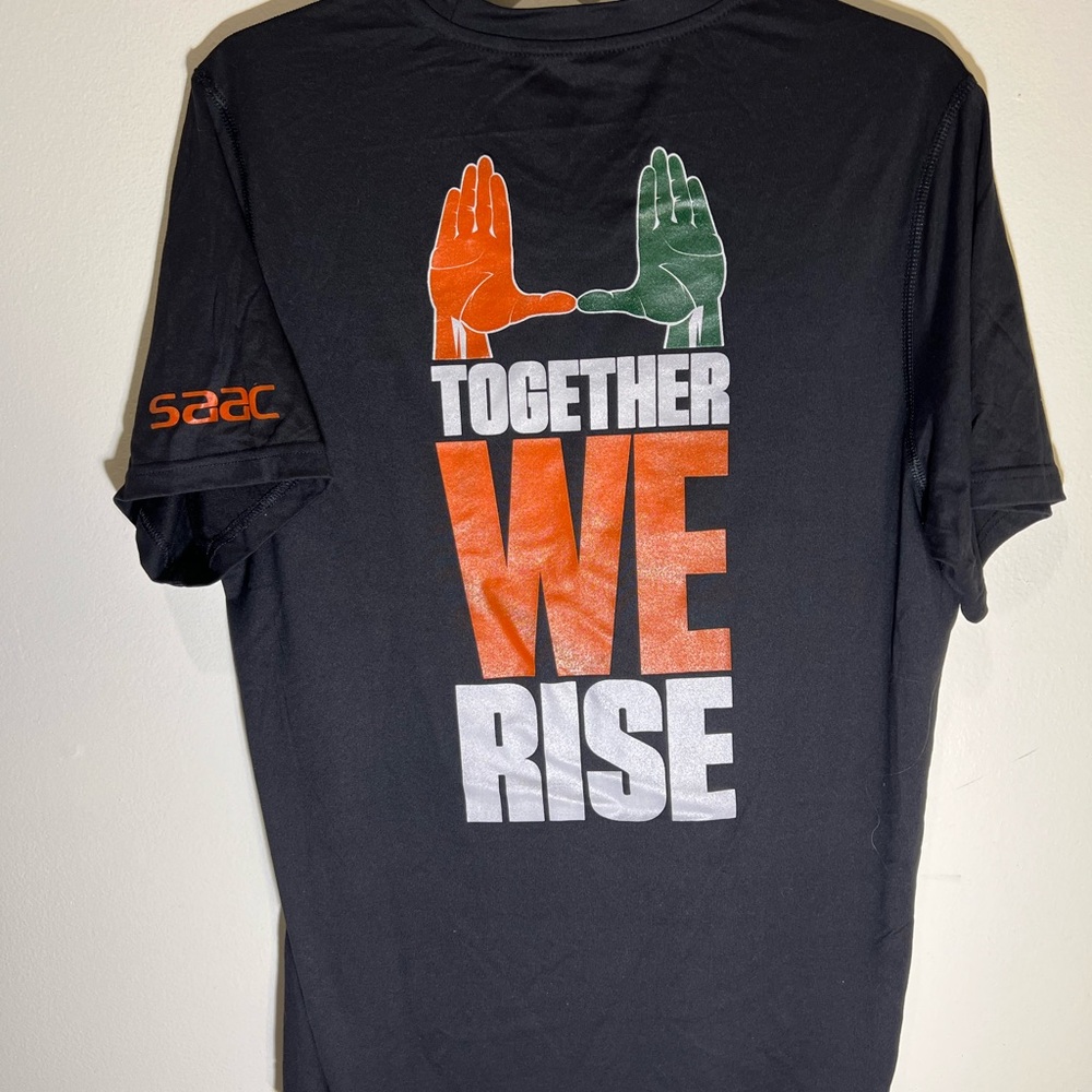 New Adidas University of Miami - The U! Black Men's Graphic SAAC T-Shirt